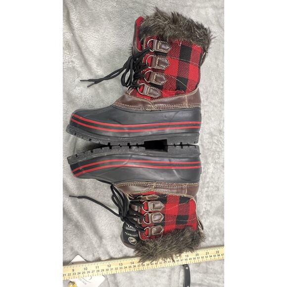 Tamarack Thinsulate AK-112812-1 Women's 7 Winter Boot Black Red Buffalo Plaid - Picture 8 of 10